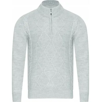 Pánský svetr Pánský svetr s rolákem - 8157 GREY vlněný teplý klasický elegantní