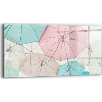 Hodiny Dekorativní nástěnné hodiny s krásnou grafikou, 60x30 cm, Pastelové deštníky