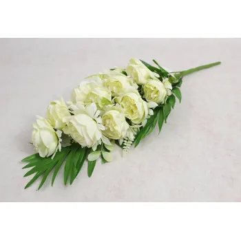 umělá květina Kytice PIVOŇA s doplňky, výška 50 cm, 12 stonků (12 květů 6x3,5 cm) SMETANOVÁ