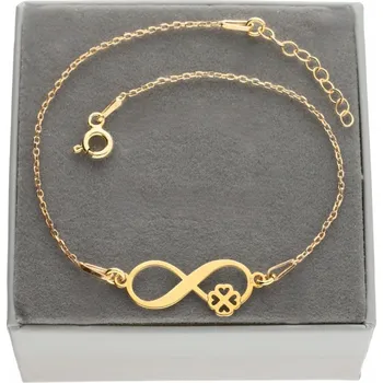 Náramek Zlatý náramek INFINITY NESMRTELNOST čtyřlístek STŘÍBRO 925