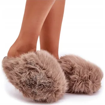 Dámská obuv PANTOFLE STYLOVÉ MEGA VELKÉ KOŽEŠINY XXL TMAVĚ BÉŽOVÉ 36/37