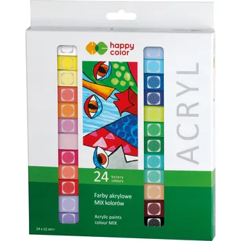 Vodová barva AKRYLOVÉ BARVY V TUBÁCH 24 x 12 ml Happy Color