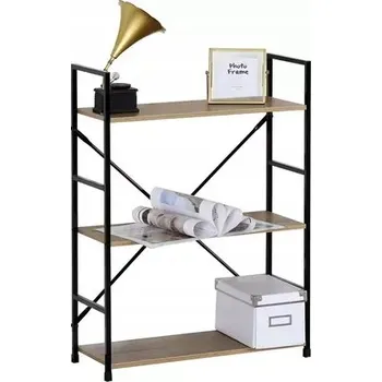 Knihovna Regál Autronic, 3 police, dekor dub, MDF, černý lak (GD-223 DUB)