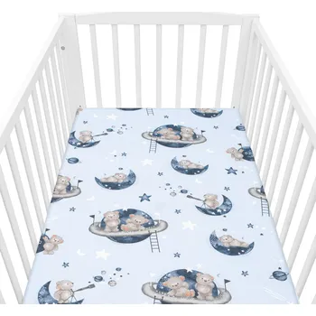 Prostěradlo Bavlněné prostěradlo do postýlky New Baby Teddy bear in space 120x60cm