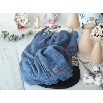 Dětská deka Deka nepadací copánková (jeans, černý fleece)