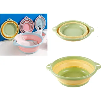 Skládací silikonovo-plastová miska 20x7,5 cm ZELENO-ŽLUTÁ