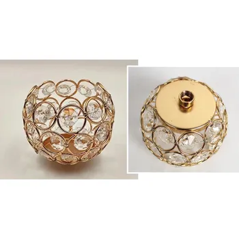 Svícen Kovový svícen s krystaly ZLATÝ 8x7 cm