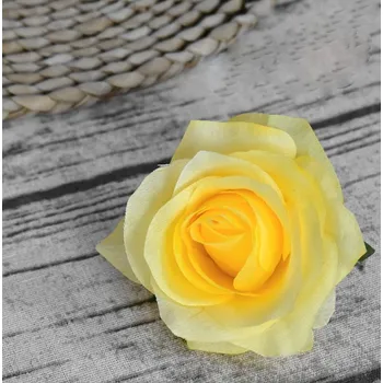 umělá květina Květinová hlavička RŮŽE průměr květu 10 cm SVĚTLE ŽLUTÁ
