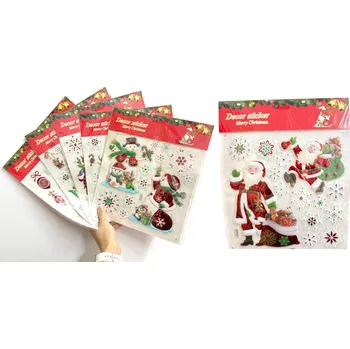 Vánoční dekorace Vánoční samolepky puffy na blistru 30 x 25 cm – 1 ks