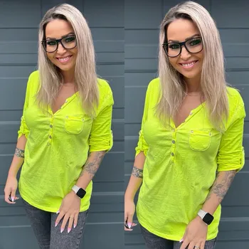 Pánské tričko Triko s knoflíčky Barva: Neon žlutá