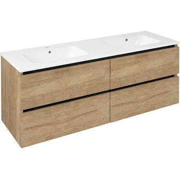 Koupelnový nábytek Sapho Ezara Dvojumyvadlová skříňka 140x55x46cm, dub alabama, EZ141-2222