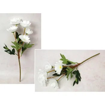 umělá květina Kytice GERBERA výška 41 cm, 5 stonků (5 květů 6x3 cm) BÍLÁ