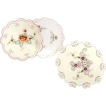 Papírový ubrousek Kulatá ubrousek KVĚTY vyšívané cca 30 cm MIX VZORŮ