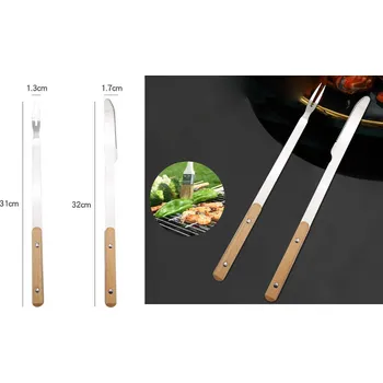 Sada nářadí Sada grilovacích nástrojů s dřevěnou rukojetí – sada 2 ks 31 cm