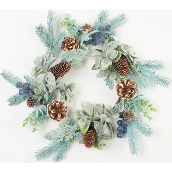 Věnec Věnec ze SMRKU s šiškami a borůvkami 43 cm, mechový