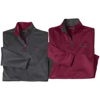 Atlas For Men Sada 2 sportovních mikin Running se zipovým zapínáním u krku, Šedá , Velikost XL K7110