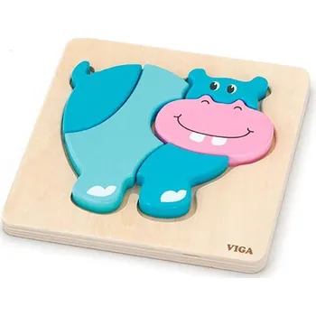 Puzzle Dětské dřevěné puzzle Viga hroch 5 dílků