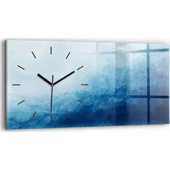 Hodiny Minimalistické skleněné nástěnné hodiny s S Potiskem - Abstrakce voda, 60x30 cm