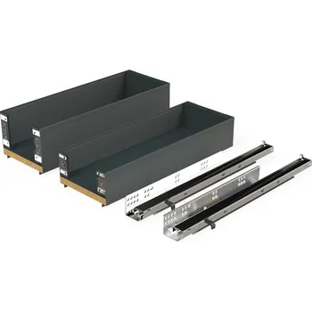 Kuchyňská skříňka Emuca S.R.L. Výsuvný kuchyňský organizér Simplex 150 / 200 mm – antracit, plné boky, tlumený dojezd, nosnost 25 kg Šířka korpusu: 200 mm