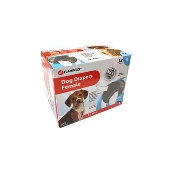kalhotky pro psa Flamingo papírové pleny pro feny S 32-48 cm při inkontinenci, hárání / bígl / 12 ks