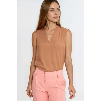 Dámská vesta Nife Halenka bez rukávů s výstřihem do V B213 Barva: Světle Hnědá, Velikost: L