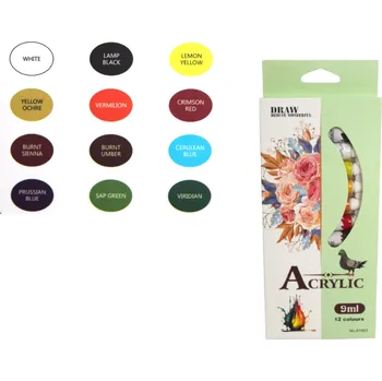 Vodová barva AKRYLOVÉ barvy v tubách 9 ml 12 barev 22,5x9,5x1,5 cm