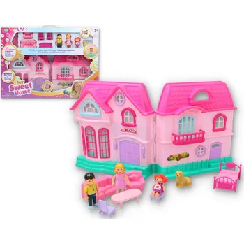 Domeček pro panenku Domeček pro panenky + příslušenství (světlo, zvuk) v kartonu 53x38x7,5 cm