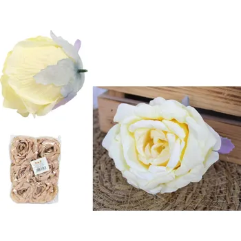 umělá květina Květinová hlavice RŮŽE 11x7,5 cm SVĚTLE ŽLUTÁ