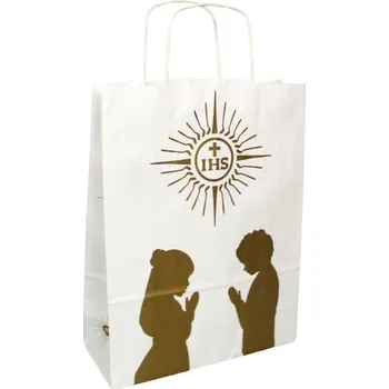 Dárková taška Papírová dárková taška KOMUNIA chlapec a dívka 24x10x32 cm