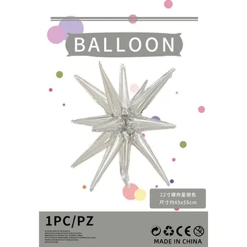Fóliový balón HVĚZDA 45x55 cm STŘÍBRNÝ
