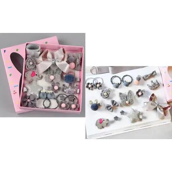 Sada ozdob a doplňků do vlasů, 18 ks, šedá barva