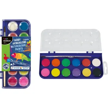 Výtvárné potřeby KIDEA Akvarelové barvy 12 barev balení 21x9 cm
