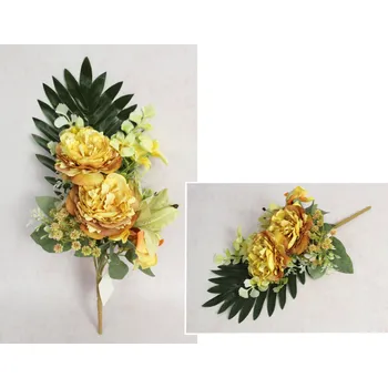 umělá květina Smíšená kytice PIVOŇA, LILIE, HORTENSIE výška 40 cm, 7 stonků (květ 13-10 cm) ORANŽOVÁ