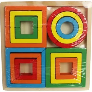 Dřevěné puzzle TVARY 14,5x14,5 cm MIX VZORŮ