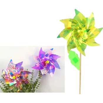 Zahradní dekorace Dekorativní zahradní větrník HOLOGRAFICKÝ na dřevěné tyči 50x20 cm