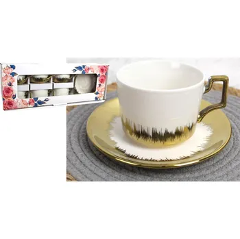 Sada šálků na kávu + podšálky 6 + 6 ks ZLATÉ ZDOBENÍ