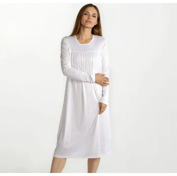 Dámská noční košile TREAT WEAR DÁMSKÁ NOČNÍ KOŠILE - SILKY DL. RUKÁV: Bílá S