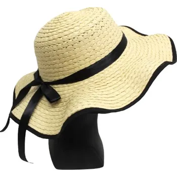 Klobouk Klobouk s černou stuhou 40 cm BEŽOVÝ