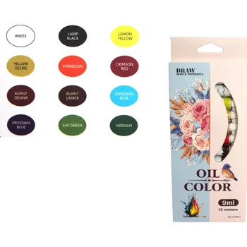 Olejová barva Olejové barvy v tubách 9 ml 12 barev 22,5x9,5x1,5 cm