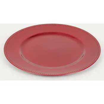 Talíř, podtalíř, dekorativní plastový lesklý podnos KULKI červený 33 cm