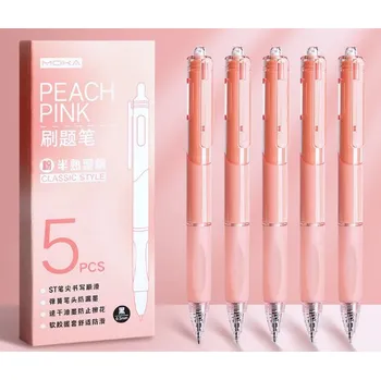 Kuličkové pero s černou náplní – sada 5 ks RŮŽOVÁ