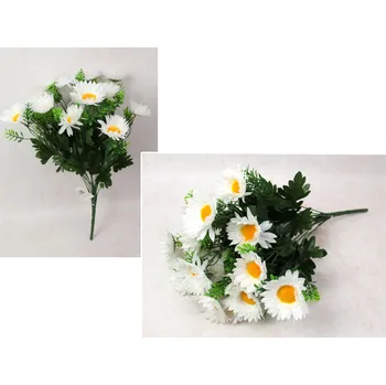 umělá květina Kytice GERBERA výška 50 cm, 18 stonků (18 květů 8x2 cm) BÍLÁ