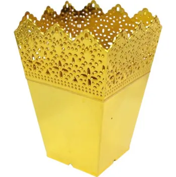 Květináč, dekorativní čtyřhranný květináč AŻUR ZŁOTA plastový čtyřhranný 14x9 cm