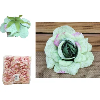 umělá květina Květinová hlava RŮŽE 11x5 cm ZELENÁ (stínovaná, skvrnitá) - 1 ks