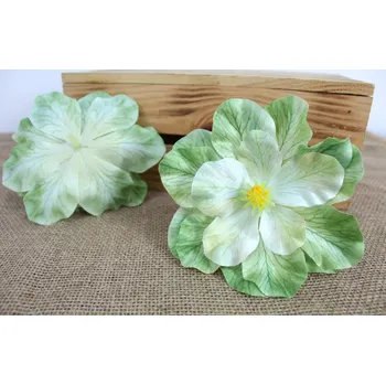 umělá květina Květinová hlava MAGNOLIA 3D 16 cm ZELENÁ