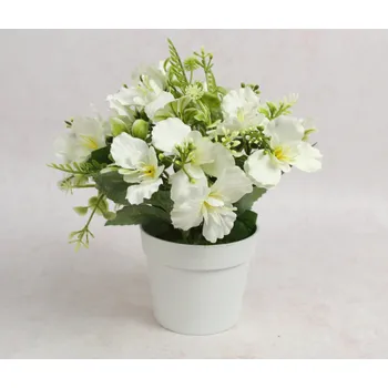 umělá květina Květina ala OLEANDER v bílém květináči, výška 22 cm (květina 5,5x1 cm), BÍLÁ