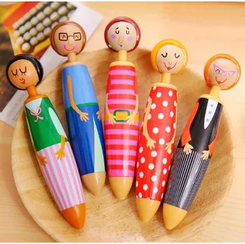 Dřevěné pero, silné 13 cm PANENKA - MIX - 1 ks