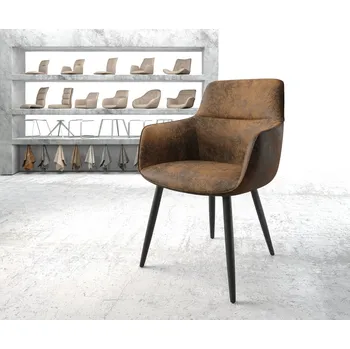 Jídelní židle DELIFE Jídelní židle Pejo-Flex hnědá vintage 4-nohá zúžená černá