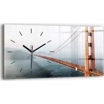 Hodiny Moderní skleněné nástěnné hodiny s potiskem 60 cm x 30 cm Most Golden Gate