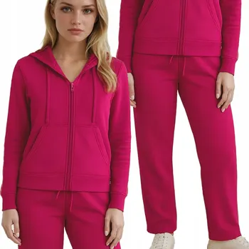 Dámská Tepláková Souprava Rozepínací Mikina a Široké Kalhoty Fuchsia S
